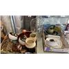 Image 1 : 2 TRAYS OF BAKEWARE, GLASS CARBOY, POTTERY VASE, YETI THERMOS