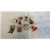 Image 1 : 8 VINTAGE BROOCHES - 4 CHRISTMAS THEMED, SOME COPPER, AND ONE HANDPAINTED CLOWN