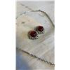 Image 2 : VINTAGE SILVER TONE AND RED STONES NECKLACE AND CLIP ON EARRINGS SET MARKED "BARGS"