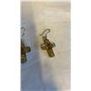 Image 2 : VINTAGE 925 STERLING SILVER HOLY MARY CROSS DANGLE EARRINGS