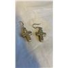 Image 3 : VINTAGE 925 STERLING SILVER HOLY MARY CROSS DANGLE EARRINGS