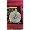 Image 4 : VINTAGE RED JEWLERY CASE WITH LOT OF JEWLERY CONTENTS