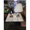 Image 1 : SMOKE GLASS TABLE LAMP AND BRASS TABLE LAMP