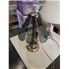 Image 2 : SMOKE GLASS TABLE LAMP AND BRASS TABLE LAMP