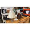 Image 1 : 3 TABLE LAMPS - JUG LAMP, MILK GLASS AND CLEAR GLASS