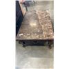 Image 1 : HIGHLY CARVED STONE TOP COFFEE TABLE