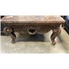 Image 2 : HIGHLY CARVED STONE TOP COFFEE TABLE
