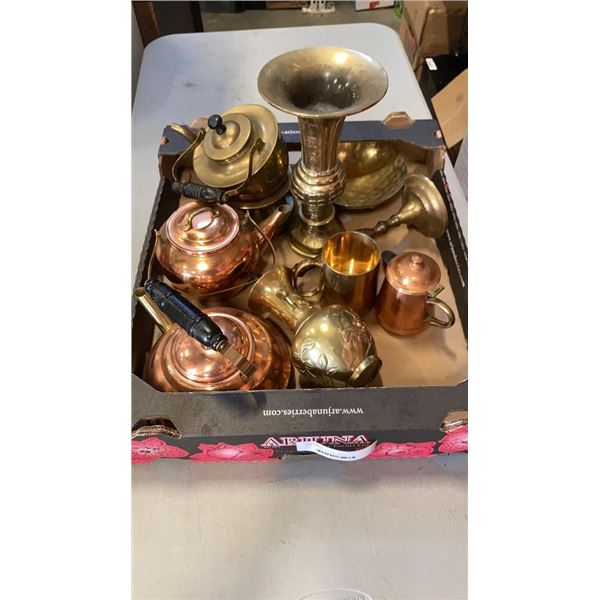 TRAY OF COPPER AND BRASS