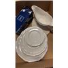 Image 2 : WOOD BOX WITH MINI PORCELAIN FIGURES, MIKASA COVERED BUTTER DISHA ND MORE