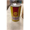 Image 2 : SHELL X-100 MOTOR OIL TIN - FULL, AND SHELL PAIL