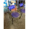 Image 2 : 3 METAL FRAME PURPLE CUSHION CHAIRS