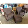 Image 2 : 2 BROWN IKEA ARMCHAIRS AND OTTOMAN