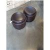 Image 1 : 2 LEATHER LOOK STORAGE OTTOMANS