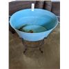 Image 2 : BLACK METAL PLANTER STAND WITH BLUE METAL BUCKET
