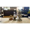 Image 1 : 2 ELECTRIFIED OIL LAMPS AND POTTERY OIL LAMP