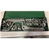 Image 2 : SOCKET SET, WOOD TOOLBOX WITH CONTENTS AND PARTS ORGANIZER