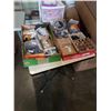 Image 1 : 2 TRAYS OF HOUSEHOLD ITEMS, HANDLES, LIGHTBULBS, FAUCET, HOSES, SWITCH COVERS, ADHESIVES