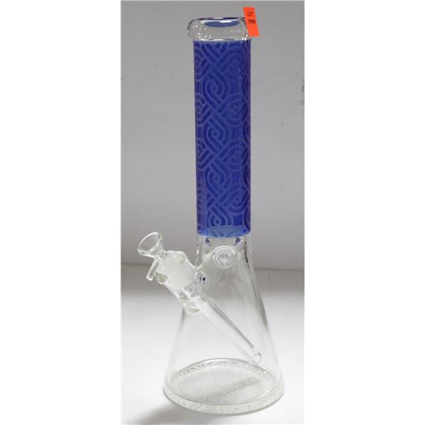 NEW 14" BLUE ETCHED GLASS BONG