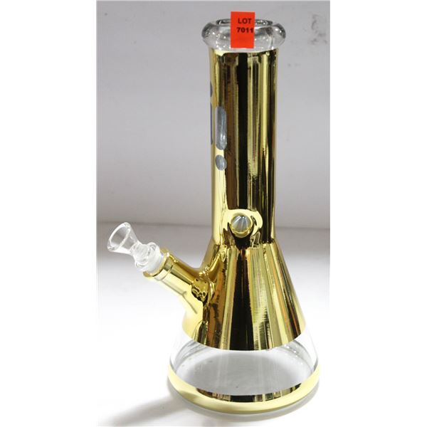 NEW 14" GOLD METALLIC INFINITY GLASS BONG W/ ICE