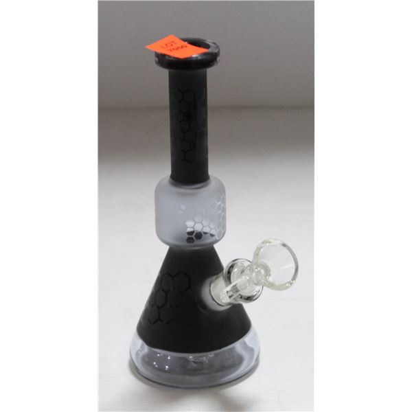 NEW 7" FROSTED BLACK HONEYCOMB GLASS BONG