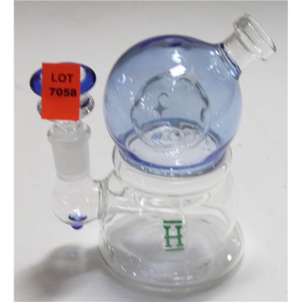 NEW 5.5" "H" BLUE/ CLEAR GLASS ORB BONG