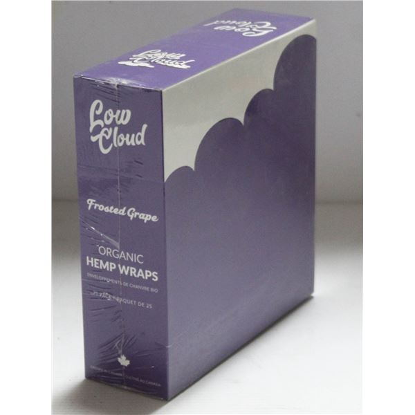 LOW CLOUD 25PK ORGANIC HEMP WRAPS; FROSTED GRAPE