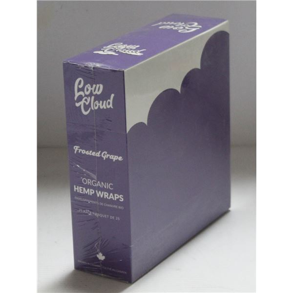 LOW CLOUD 25PK ORGANIC HEMP WRAPS; FROSTED GRAPE