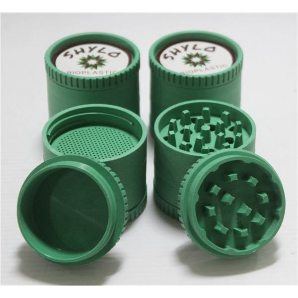 NEW 4PK SHYLO BIOPLASTIC TWIST HERB GRINDERS-GREEN