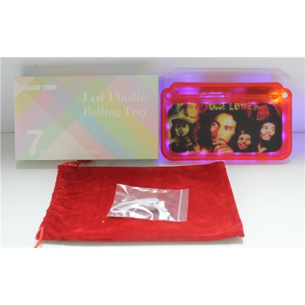 NEW RED GLOW TRAY; LED PLASTIC ROLLING TRAY- 7