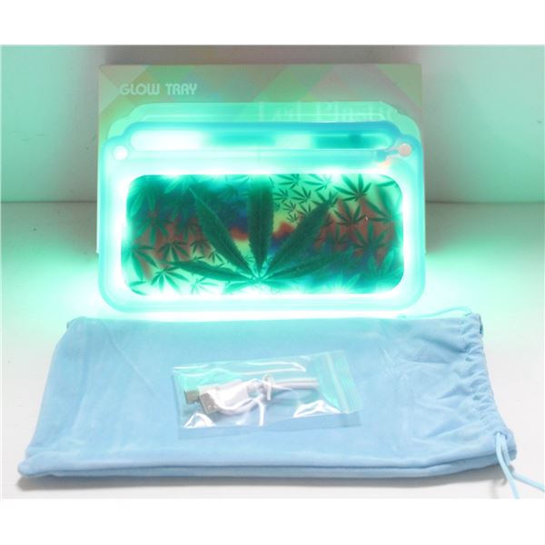 NEW BLUE GLOW TRAY; LED PLASTIC ROLLING TRAY- 7