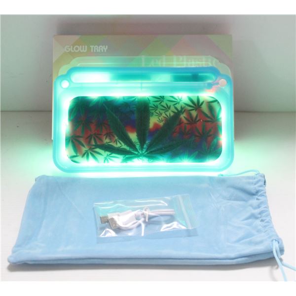 NEW BLUE GLOW TRAY; LED PLASTIC ROLLING TRAY- 7