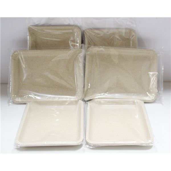 NEW 6PK  8" PLASTIC ROLLING TRAYS- CREAM
