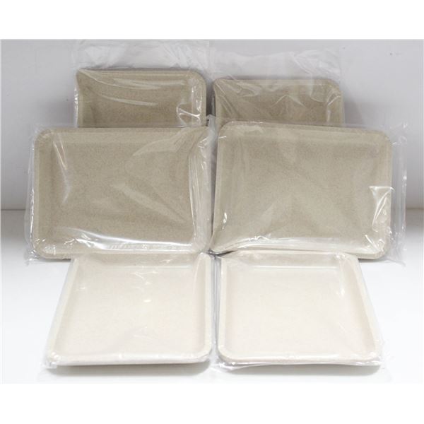 NEW 6PK  8" PLASTIC ROLLING TRAYS- CREAM