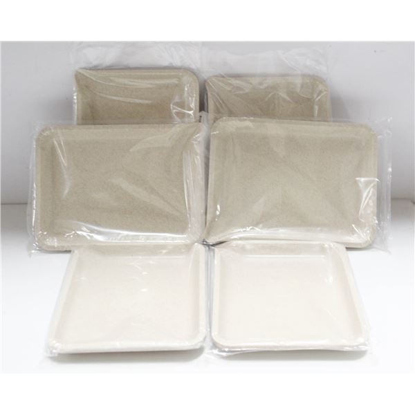 NEW 6PK  8" PLASTIC ROLLING TRAYS- CREAM