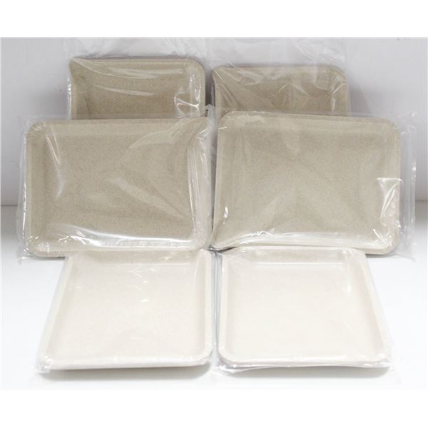 NEW 6PK  8" PLASTIC ROLLING TRAYS- CREAM