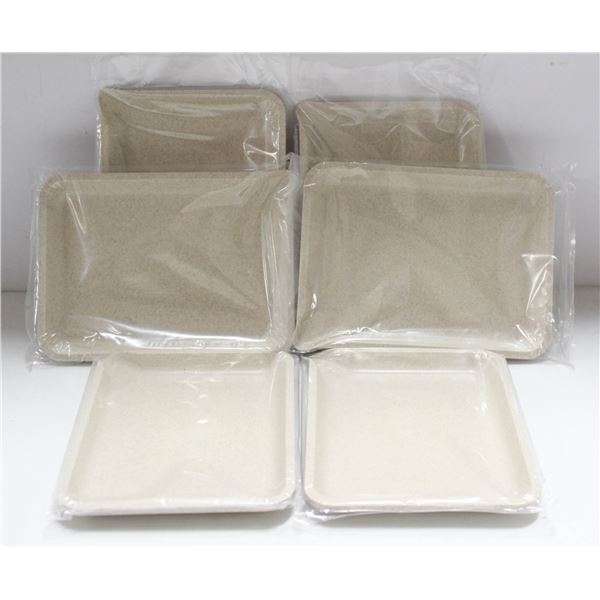 NEW 6PK  8" PLASTIC ROLLING TRAYS- CREAM