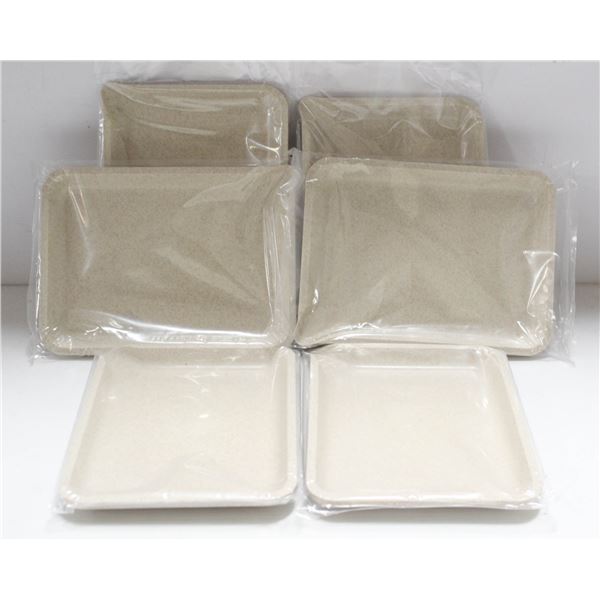 NEW 6PK  8" PLASTIC ROLLING TRAYS- CREAM
