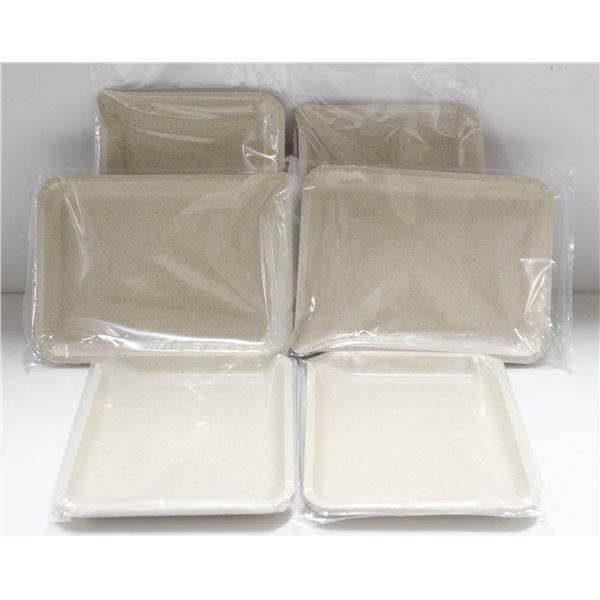 NEW 6PK  8" PLASTIC ROLLING TRAYS- CREAM