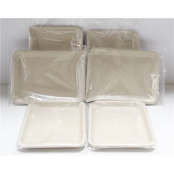 NEW 6PK  8" PLASTIC ROLLING TRAYS- CREAM