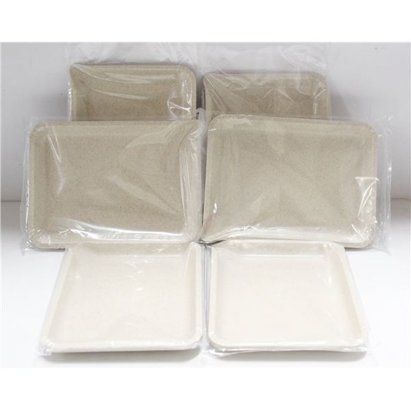 NEW 6PK  8" PLASTIC ROLLING TRAYS- CREAM