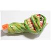 Image 1 : NEW 5" MONSTER FACE GLASS PIPE; GREEN/ YELLOW W/