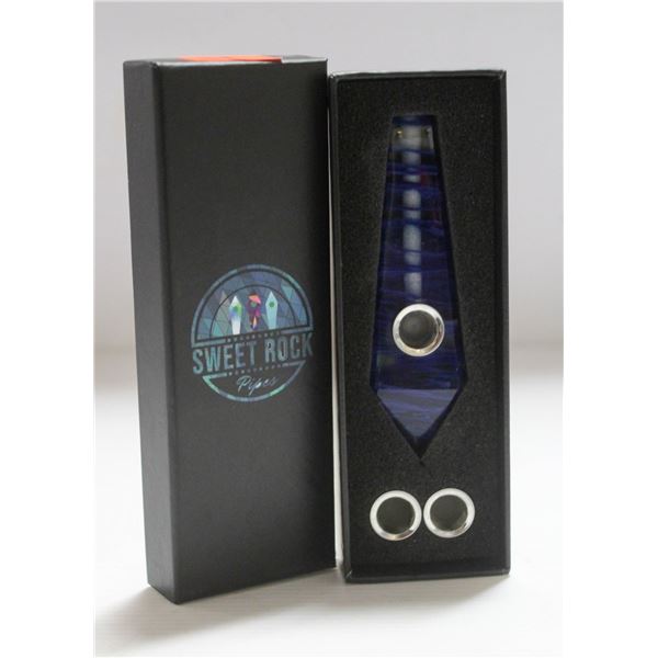 NEW SWEET ROCK GEMSTONE PIPE W/ SCREENS; BLUE
