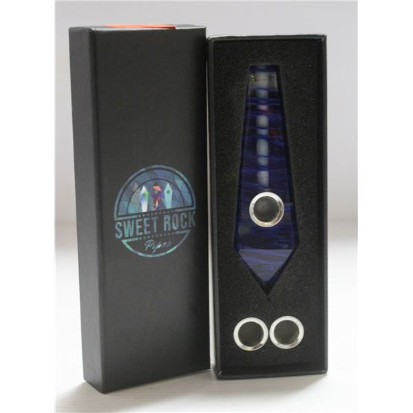 NEW SWEET ROCK GEMSTONE PIPE W/ SCREENS; BLUE
