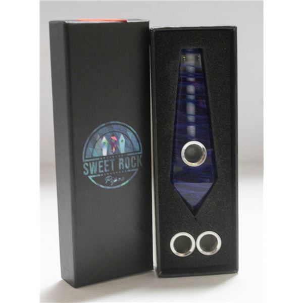 NEW SWEET ROCK GEMSTONE PIPE W/ SCREENS; BLUE