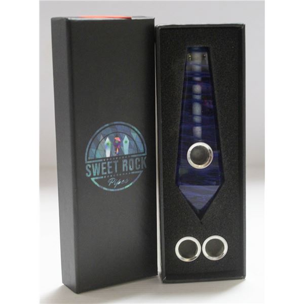 NEW SWEET ROCK GEMSTONE PIPE W/ SCREENS; BLUE