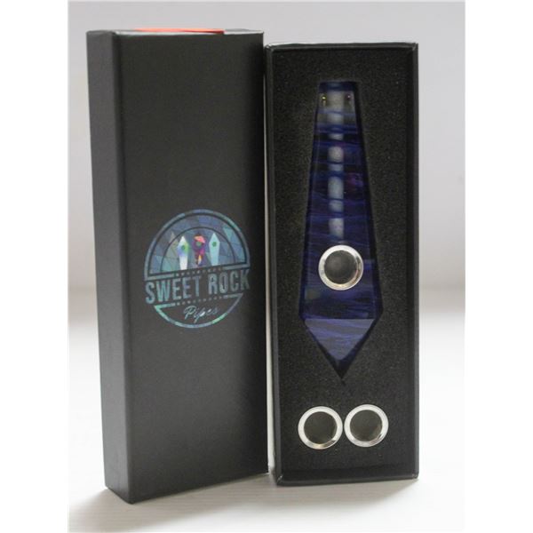 NEW SWEET ROCK GEMSTONE PIPE W/ SCREENS; BLUE