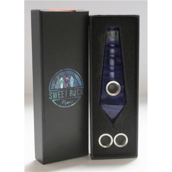 NEW SWEET ROCK GEMSTONE PIPE W/ SCREENS; BLUE