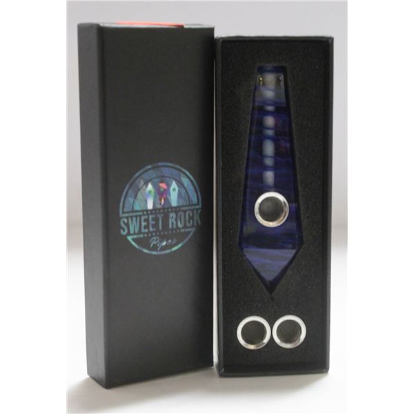 NEW SWEET ROCK GEMSTONE PIPE W/ SCREENS; BLUE
