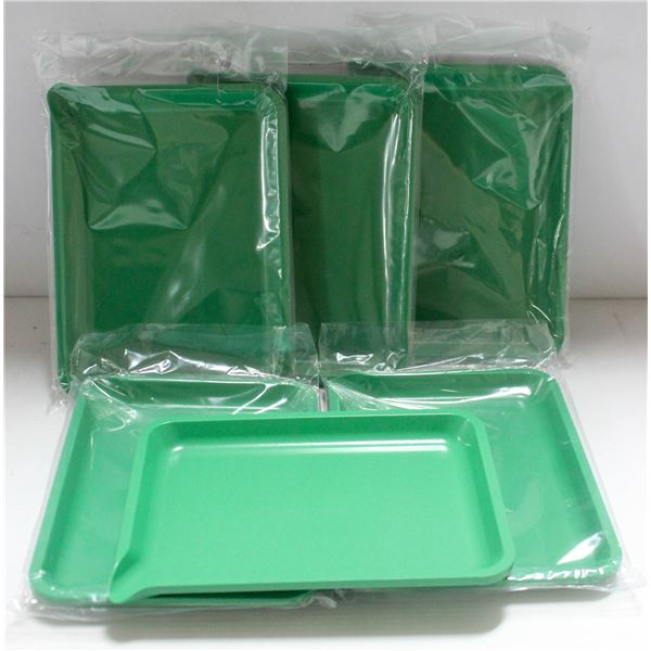 NEW 6PK  8" PLASTIC ROLLING TRAYS- GREEN