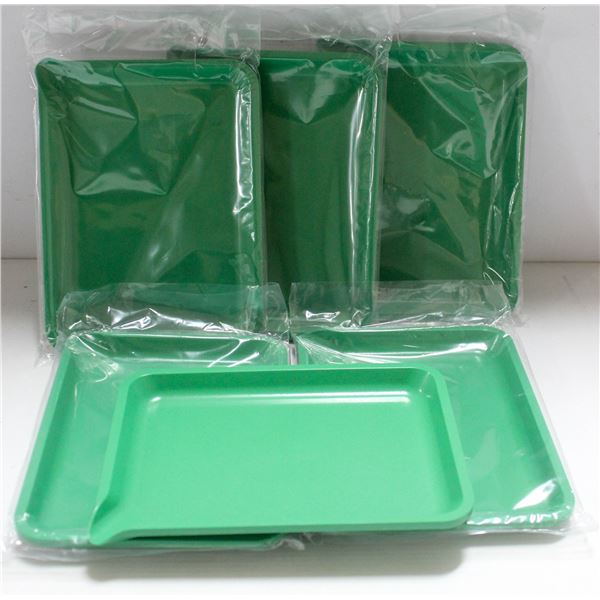 NEW 6PK  8" PLASTIC ROLLING TRAYS- GREEN